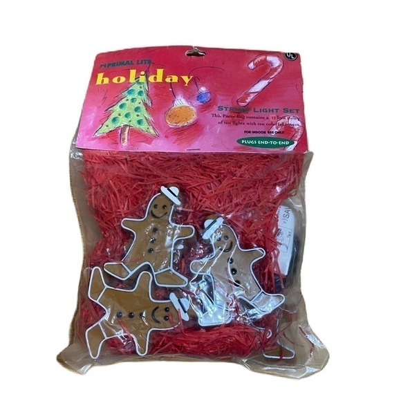 Vintage Gingerbread Man String Lights NEW Primal 1996 Brown Home Christmas - Picture 1 of 5
